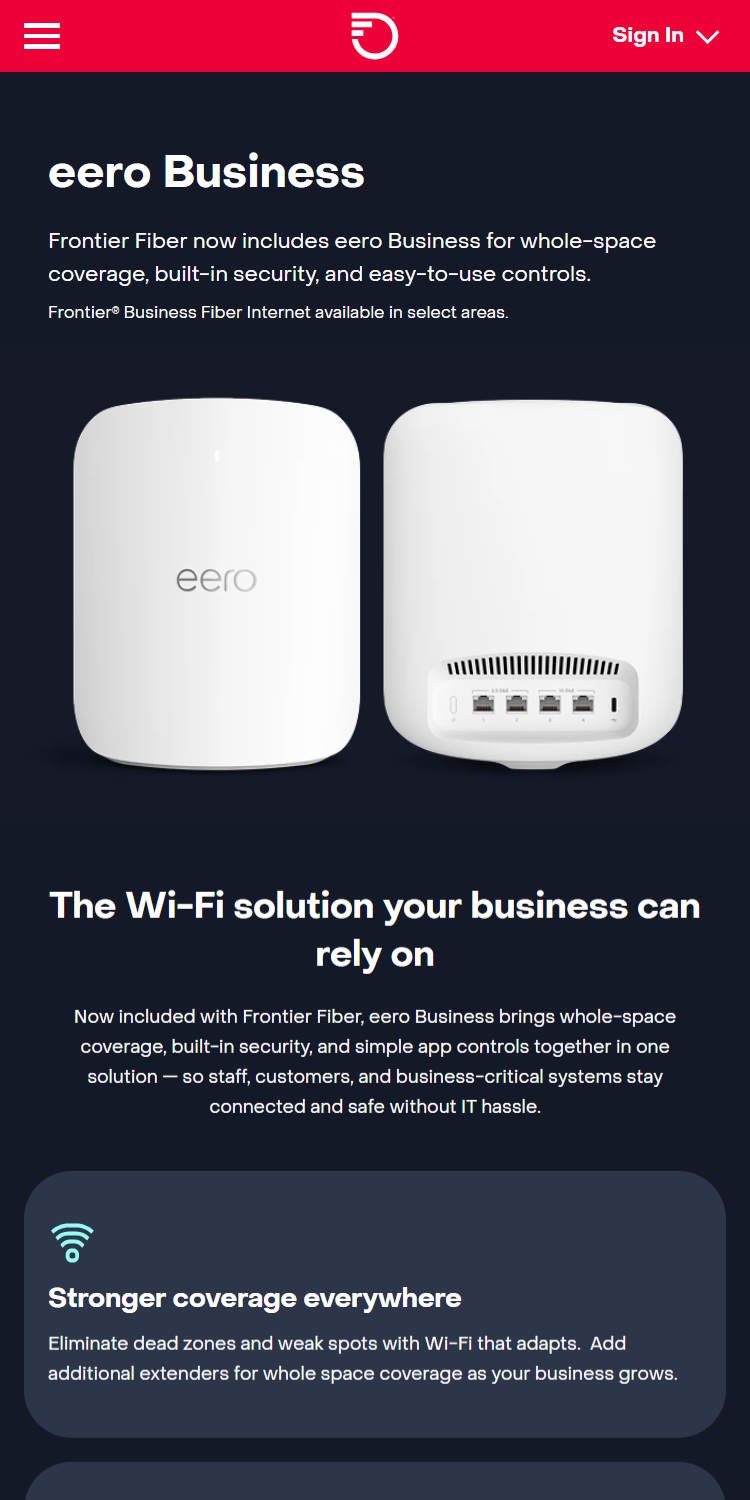 Frontier eero Business Page