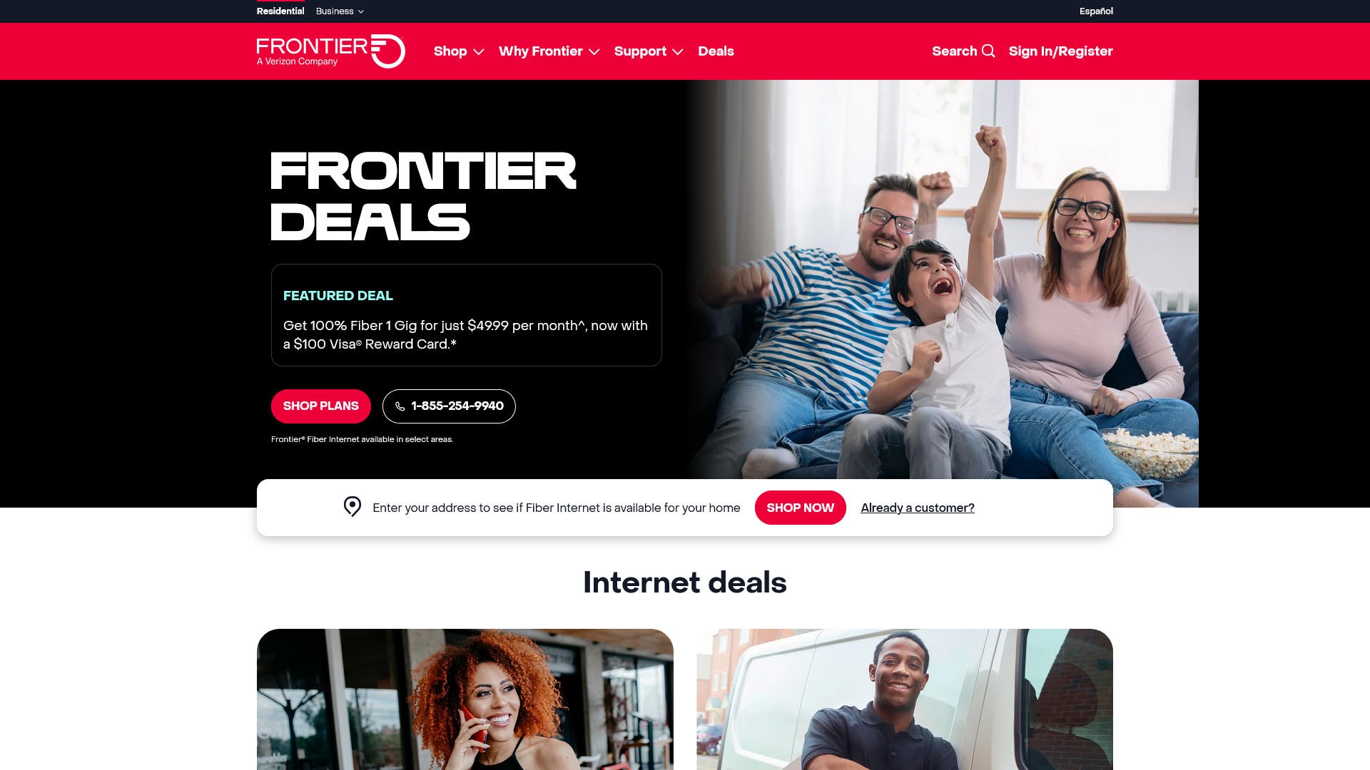 Frontier Internet Deals Page